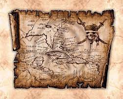parchment pirate art of caribbean map