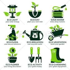 Flat Icon Set For Green Eco Garden