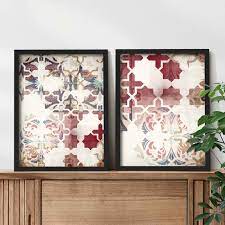 Red Moroccan Wall Art Set Of 2 Prints