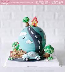 Bánh đập kẹo pinata xe ô tô và ngôi nhà nhỏ trên đồi 7388 - Bánh sinh nhật,  kỷ niệm