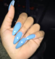 Some colors look good with the form you have in here. Light Blue Acrylic Nails With Glitter Nail And Manicure Trends
