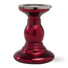 Red Mercury Glass Pillar Candle Holder