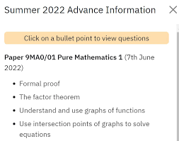 Examinations Mathematics Summer 2022