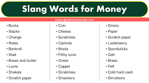 slang words for money grammarvocab