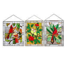 Stained Glass Birds Panel Window