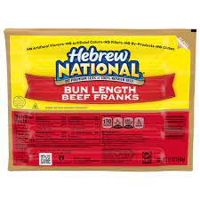hebrew national beef franks bun length