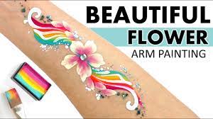 easy rainbow flower arm paint you