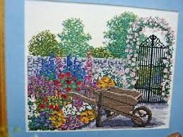Details About 2657 X Stitch Chart Secret Garden From Mary Hickmott Wall Gate Arch Wheelbarrow