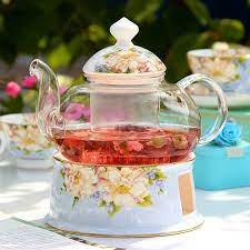 Coffee Stove Glass Teapots With Flower