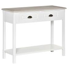Homcom Console Table With 2 Storage Drawers And Open Shelf Vintage