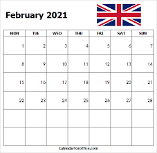 Print these free calendars and enter your holidays and events. Feb 2021 Printable Calendar Uk United Kingdom With Holidays