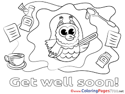 Owl Get Well Soon Coloring Sheets