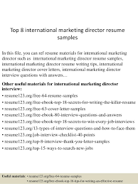 Top 8 International Marketing Director Resume Samples