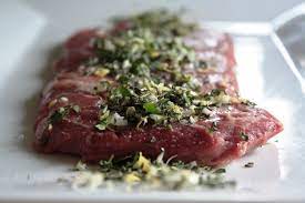 grilled flat iron steak with herb