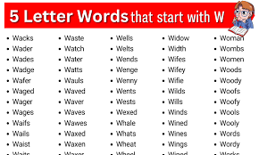 5 letter words that start with w five