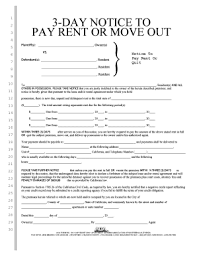 6 Printable 3 Day Notice To Pay Or Quit Tenant Rights Forms