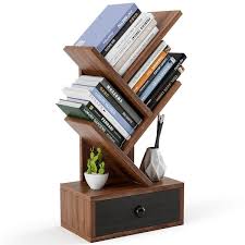 Gymax 5 Tier Tree Bookshelf With Wooden