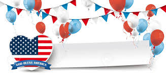 Usa Flag Header With Paper Banner Buntings And Balloons Vector