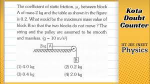 static friction between block a of m