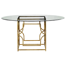 glass round dining table in gold