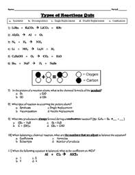 Types of chemical reactions most reactions can be classified into one of five categories by examining the types of reactants and products involved in the reaction. Types Chemical Reactions Worksheets Teaching Resources Tpt