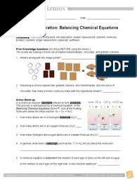One of the basic skills you will develop as you study chemistry is the ability to. Student Exploration Balancing Chemical Equations Molecules Chemical Compounds
