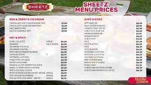 sheetz menu s on everything