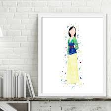 Printable Mulan Princess Watercolor