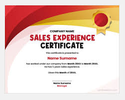 s experience certificate templates