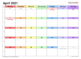 Kalender 2021 zum ausdrucken als pdf (19 vorlagen, kostenl. Kalender April 2021 Als Pdf Vorlagen