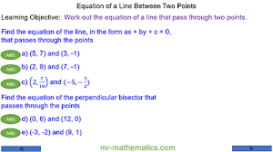 Equation Of A Line Between Two Points