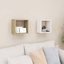 Vidaxl 2x Wall Cube Shelves White And