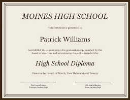 Linen Brown Border High School Diploma Certificate Templates By Canva