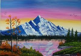 Landscape Painting With Colorful Sky