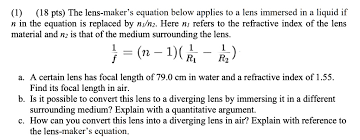 The Lens Maker S Equation Below Applies