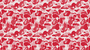 white ad red camouflage bathing ape
