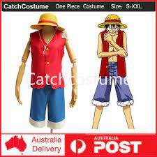 Anime ONE PIECE Monkey·D·Luffy Cosplay Costume Party Halloween Fancy Dress  + Hat | eBay
