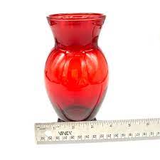 Vintage Ruby Red Glass Vase Antique