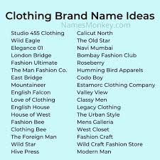 clothing brand name ideas
