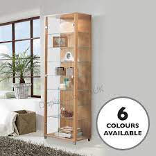 Home Double Glass Display Cabinet Beech