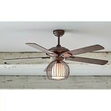 Find ceiling fans at wayfair. Metal Cage Ceiling Fan Light Farmhouse Style Black Brown Brand New In Box Ebay