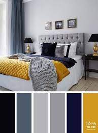 mustard and blue living room