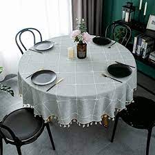 Redefine your dining experience with elegant dining table 4 seater at alibaba.com. Amazon Com Tewene Table Cloth Wrinkle Free Stitching Tassel Round Tablecloth Cotton Linen Round Table Cloths Washable Tablecloths For Round Tables For Dining Kitchen Round 55 Inch Grey Home Kitchen
