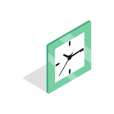 Square Clock Icon In Isometric 3d Style