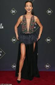 Yang, ryan hansen, and austin stowell play visitors at the enchanted island, where they are greeted by mr. Maggie Q Puts On Leggy Display In Plunging Dress As She Joins Lucy Hale At People S Choice Awards Daily Mail Online