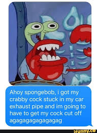 Ahoy spongebob, i got my crabby cock stuck in my car exhaust pipe and im  going to have to get my cock cut off agagagagagagagag - iFunny Brazil