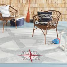home dynamix marine helm coastal ship wheel indoor outdoor area rug ivory grey 7 10 x10 2