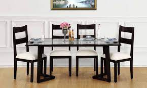 wooden glass top 6 seater dining tables