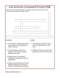 life science crossword 08 learn with