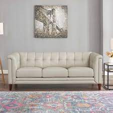 Hydeline Arvo Top Grain Leather Sofa Couch 84 Vanilla